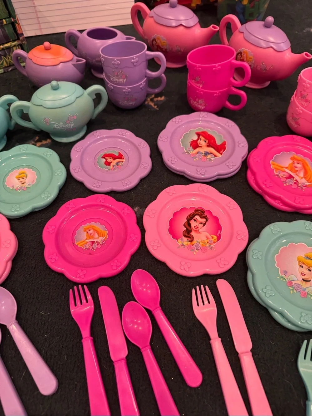 Princess Themed Kids Tea Set - Pink, Purple, Teal